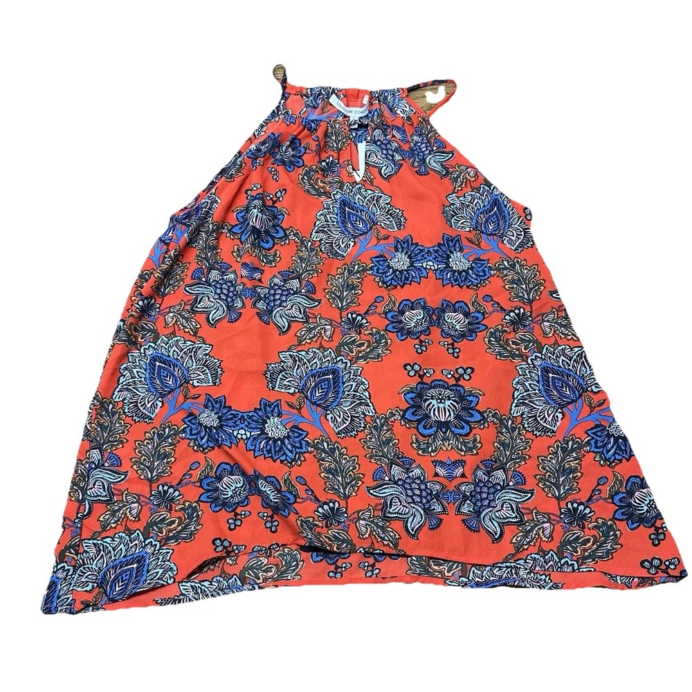 NWT Collective Concepts Krissa Keyhole Halter Top Blouse Red Floral Women's S
